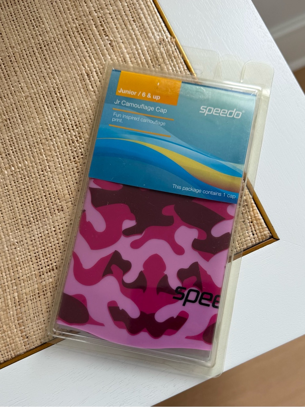 Speedo Pink and Dark Magenta Camouflage Junior Swim Cap